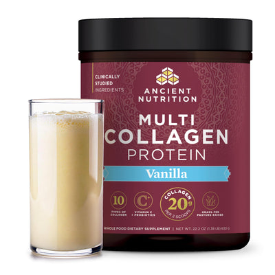 Ancient Nutrition Collagen Powder Protein with Probiotics, Unflavored Multi Collagen Protein with Vitamin C, 45 Servings, Hydrolyzed Collagen Peptides Supports Skin and Nails, Gut Health, 16oz