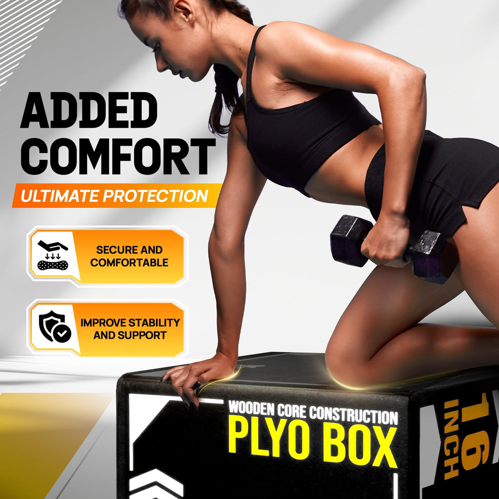 Yes4All 3-in-1 Soft-Padded Plyo Box With Wooden Core, Non-Slip Multi-Use Cushioned Plyometric Jump Box with Vinyl Cover for Jumping, Conditioning, Strength Training