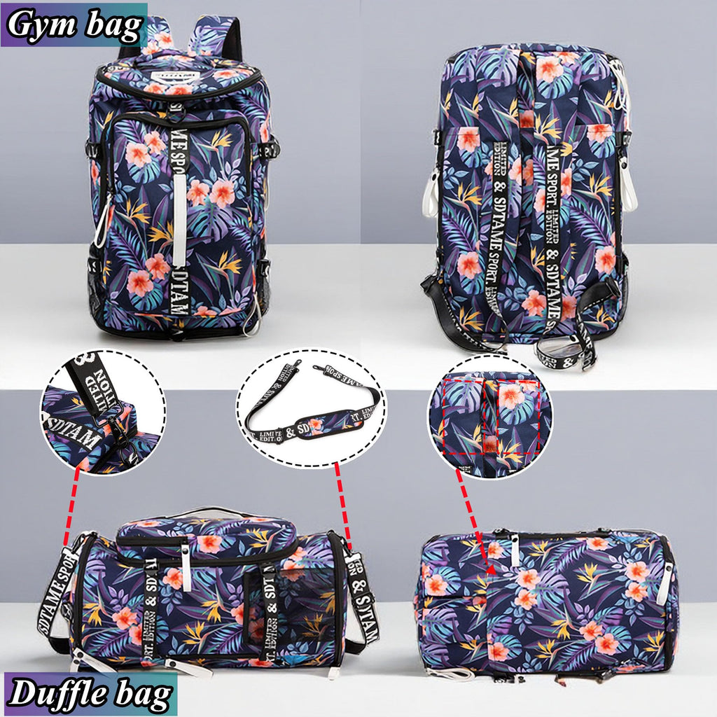 Gym Duffle Bag Backpack with Shoe Compartment,4 ways Travel Backpack for Women and Men,Multi-Functional Weekender bag with Waterproof Layer&Laptop Compartment for Fitness, Travel,Camping