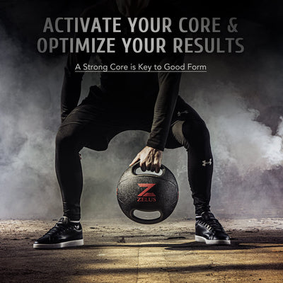 ZELUS Medicine Ball with Dual Grip| 10/20 lbs Exercise Ball |Weight Ball with Handles| Textured Grip Exercise Ball |Strength Training| Core Workouts