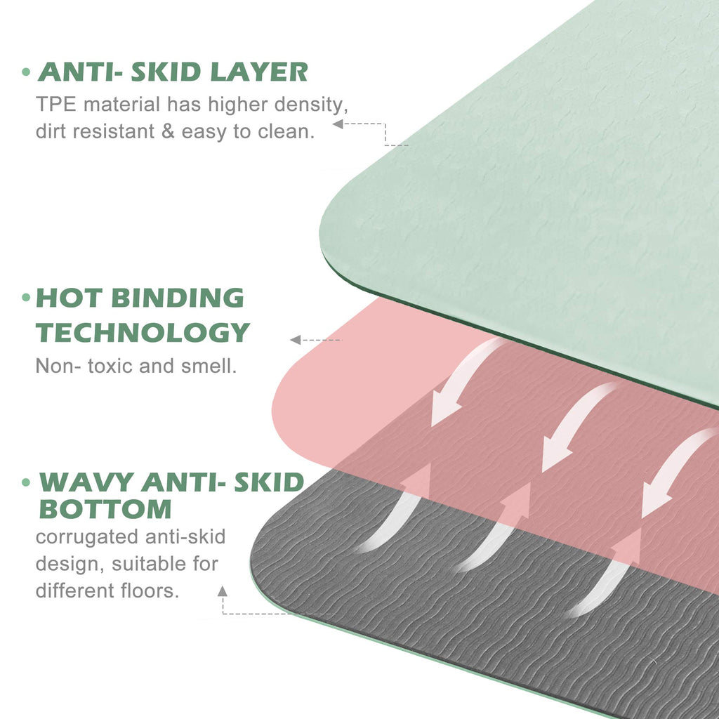 Yoga Mat Non Slip, Pilates Fitness Mats, Eco Friendly, Anti-Tear 1/4" Thick Yoga Mats for Women, Exercise Mats for Home Workout with Carrying Sling and Storage Bag