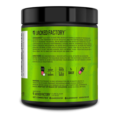Jacked Factory NITROSURGE Pre Workout Supplement - Endless Energy, Instant Strength Gains, Clear Focus, Intense Pumps - NO Booster & Preworkout Powder with Beta Alanine - 30 Servings, Cherry Limeade