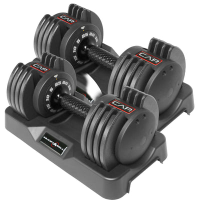 CAP Barbell ADJUSTABELL Adjustable Round Dumbbell Weights - Singles & Pairs | 12.5 lb, 25 lb & 55 lb | Multiple Handle Options