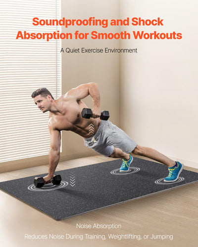 VEVOR 0.56Inch 48sq.ft 12 Tiles Gym Flooring for Home Gym, Rubber Top with High Density EVA Foam, 25 x 25In Gym Floor Exercise Equipment Mats, Interlocking Gym Mats, Puzzle Workout Mats, Black & Gray