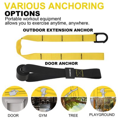 Home Resistance Training Kit | Full-Body Workout with Suspension Trainer Straps, Door Anchor, Handles, and Carrying Bag | Complete Home Gym Equipment