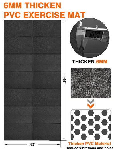 Treadmill Mat 96"x36", WERCHO Walking Pad Mat for Carpet Hardwood Floors 6mm Heavy-Duty Exercise Equipment Mat for Rowing Machine, Treadmil Pad, Spin Bike, Elliptical Trainer, Home, Gym