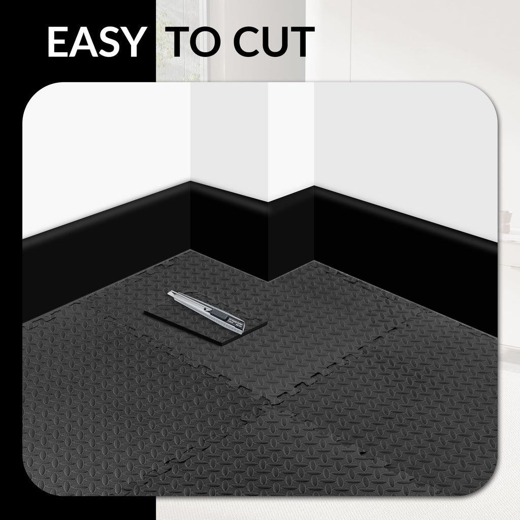 Fitvids Puzzle Exercise Gym Flooring Mat, 3/4" Thick High-Density EVA Interlocking Tiles, Workout Mat for Home Gym, Fitness Equipment, MMA, Gymnastics, 24-Piece Shock-Absorbing Exercise Mat (96 Sq Ft)