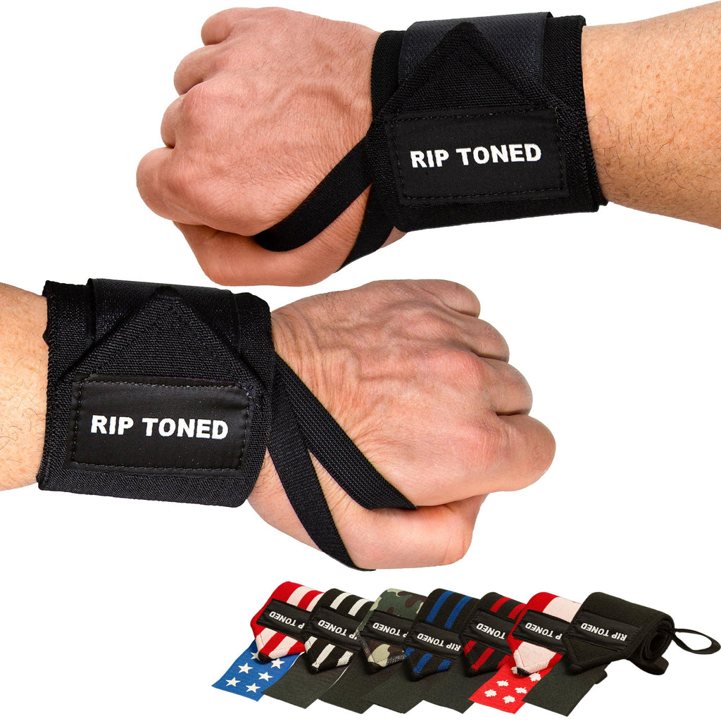 Rip Toned 18” Wrist Wraps - USPA Endorsed Wrist Straps for Weightlifting - Quality Wrist Support - Adjustable, Durable, Machine Washable - Gym Wraps for Powerlifting - for Men & Women