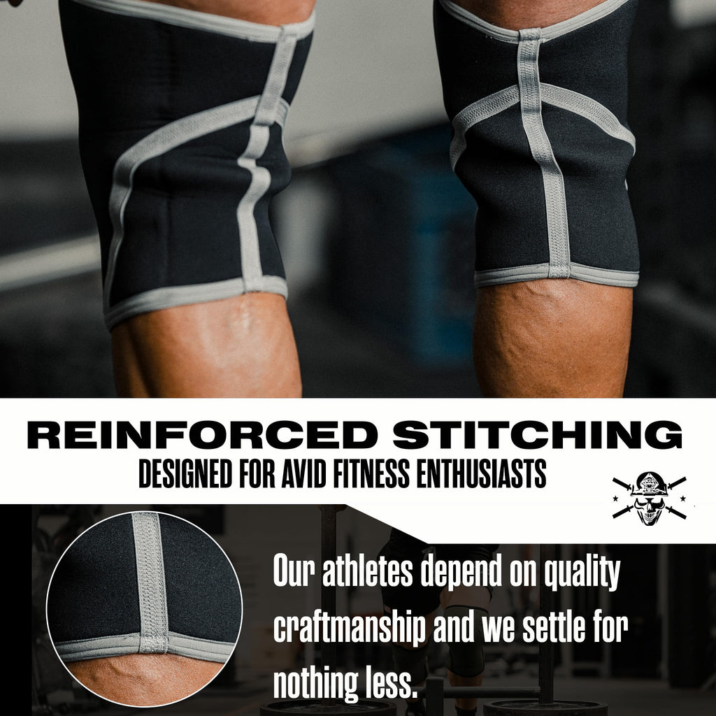 Knee Sleeves for Weightlifting & Powerlifting (7mm Pair) For Men & Women - Knee Wraps for Weight Lifting, Squats, Fitness, Gym Workout, Crossfit - IPF Approved Knee Compression Sleeve Support