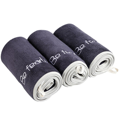 Microfiber Gym Towel Set for Men Women, Super Soft and Quick-Drying Towels for Fitness, Yoga, Cycling, Swimming (Blue+Grey+Purple, 3 Pack)