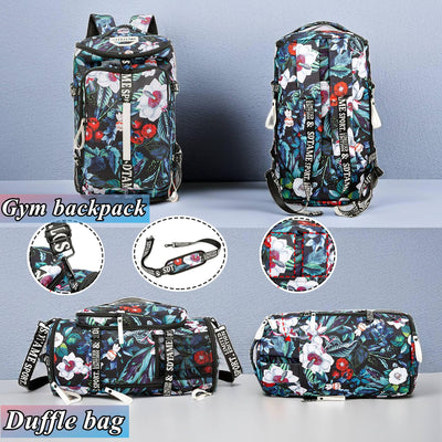 Gym Duffle Bag Backpack with Shoe Compartment,4 ways Travel Backpack for Women and Men,Multi-Functional Weekender bag with Waterproof Layer&Laptop Compartment for Fitness, Travel,Camping