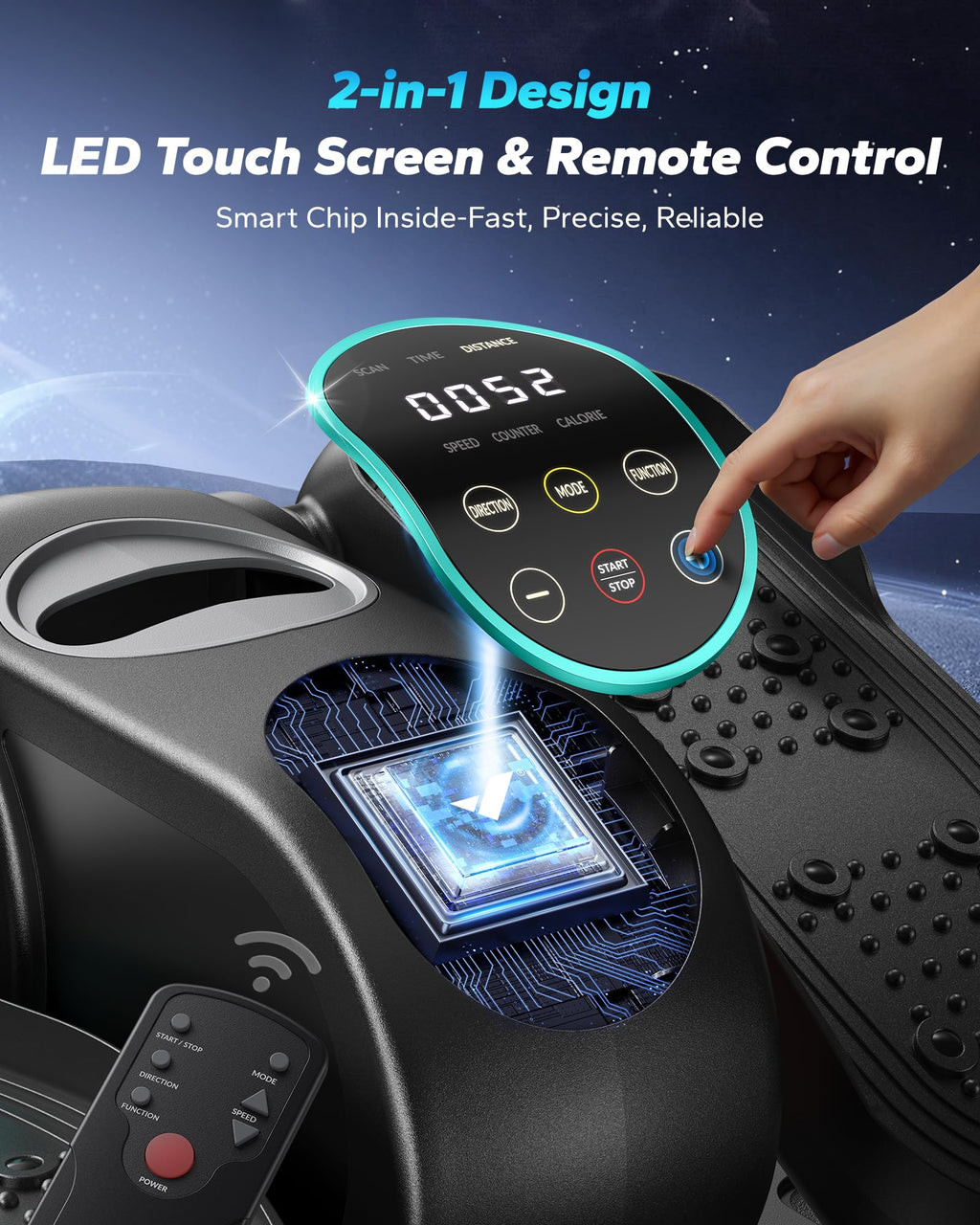 MERACH Under Desk Elliptical Machine, Leg Exerciser While Sitting for Seniors with Remote Control & 12-Speeds, Quiet Portable Electric Seated Pedal Exerciser Machine for Home Office