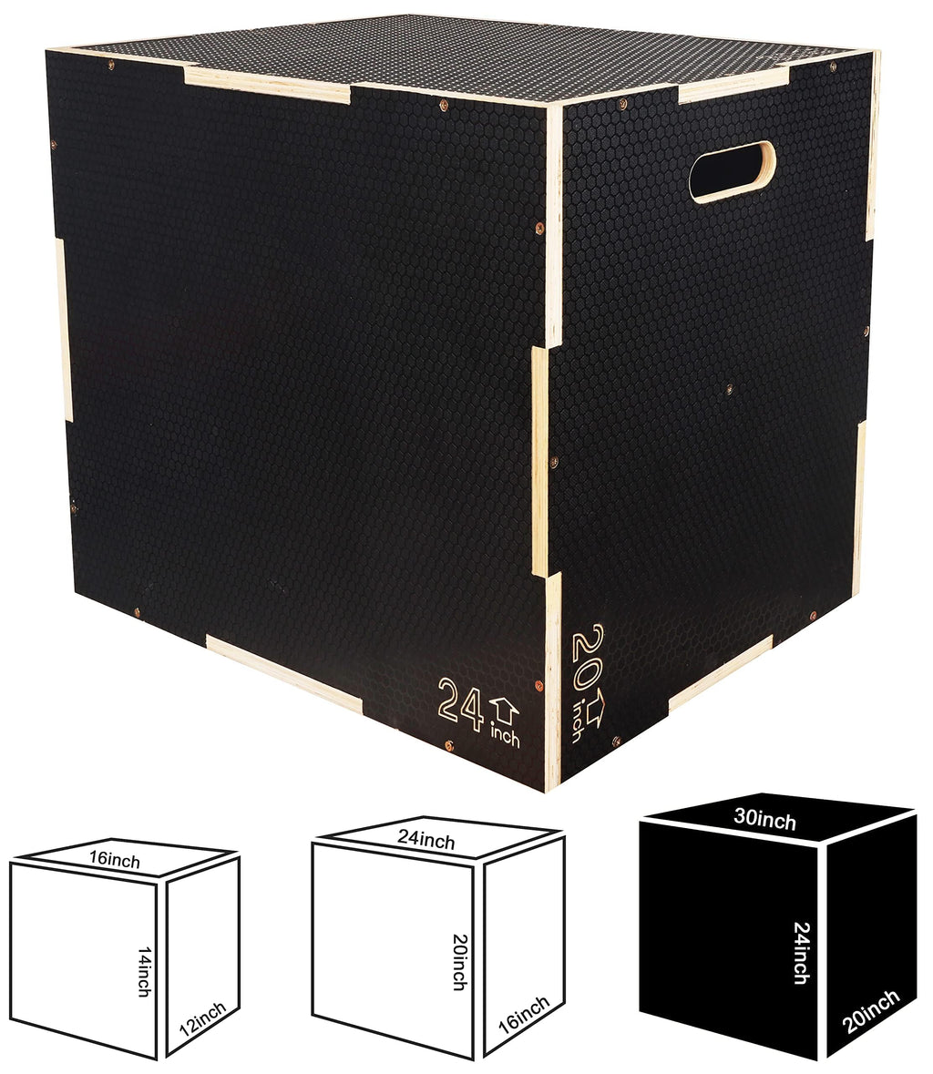 Fitvids 3 in 1 Non-Slip Wooden Plyo Box Plyometric Box Jumping Exercise, Multiple Sizes Set