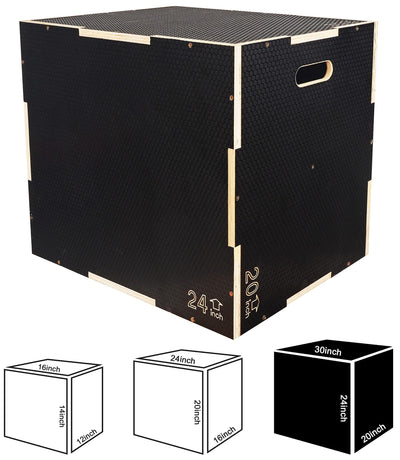 Fitvids 3 in 1 Non-Slip Wooden Plyo Box Plyometric Box Jumping Exercise, Multiple Sizes Set