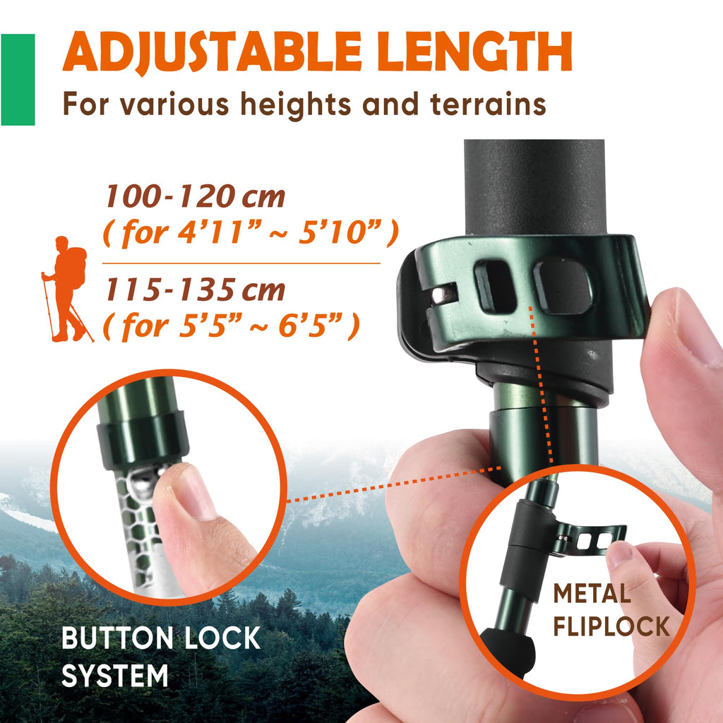 Trekology Trek-Z Collapsible Hiking & Trekking Poles - Balance Support for Seniors, Women, and Men, 2pc Per Set