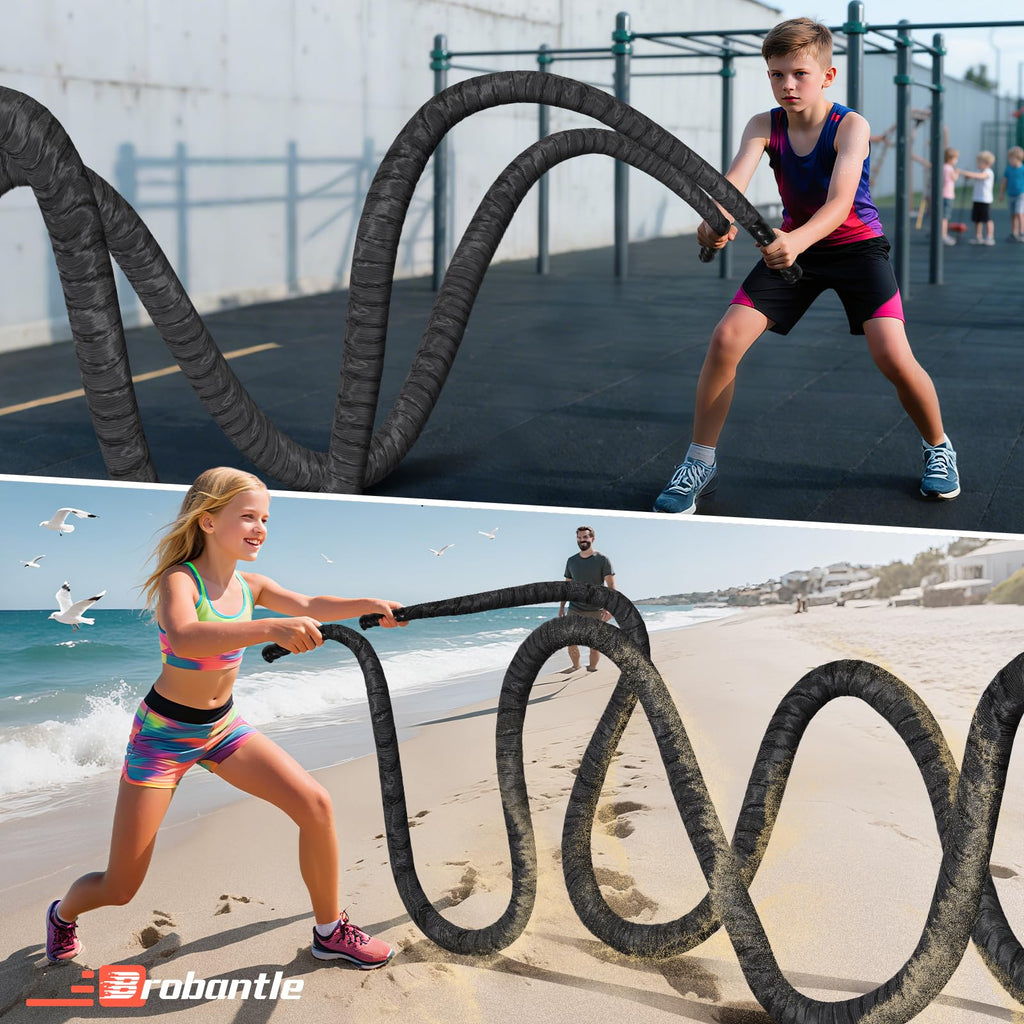 Battle Rope 1/1.26/1.5/2 Inch Diameter,Pink 30FT/40FT/50FT Exercise Workout Ropes for Home Gym Heavy Weighted Training Rope for Working Out