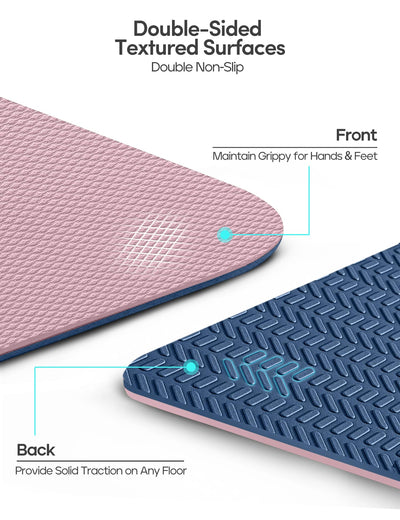 Heathyoga Eco Friendly Non Slip Yoga Mat, Body Alignment System, SGS Certified TPE Material - Textured Non Slip Surface and Optimal Cushioning,72"x 26" Thickness 1/4"