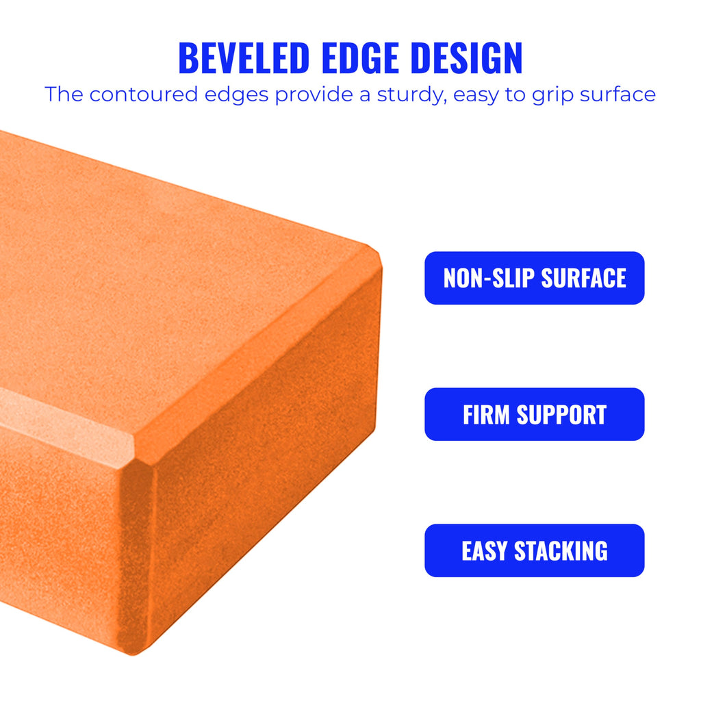 Hello Fit 3" Yoga Block, 10 Pack Bulk EVA Foam Yoga Blocks, Firm and Supportive Yoga Brick, Balance Foam for Stretching, Pilates, and Workout, 3" x 6" x 9"