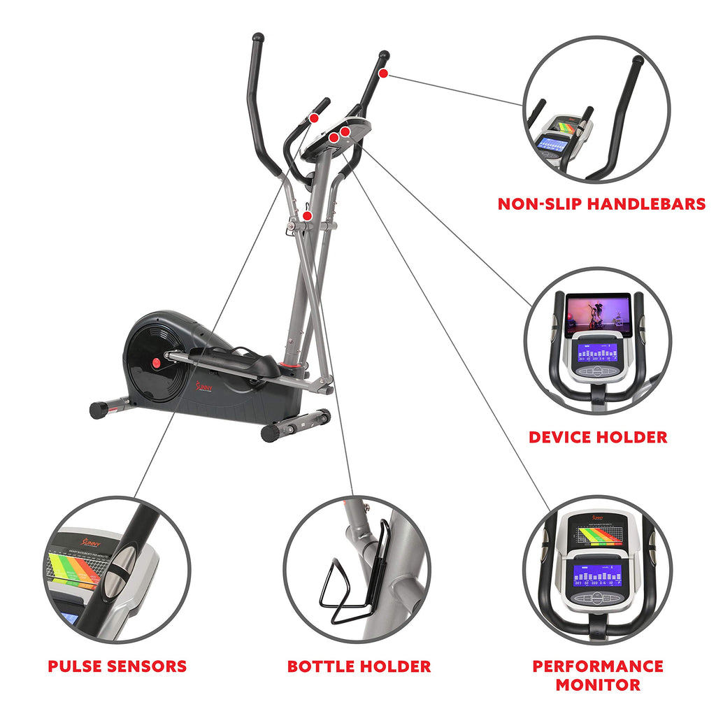 Sunny Health & Fitness Full Body Workout Elliptical Trainer with Digital Performance Monitor, Low Impact Exercise, and Optional Bluetooth with Exclusive SunnyFit App