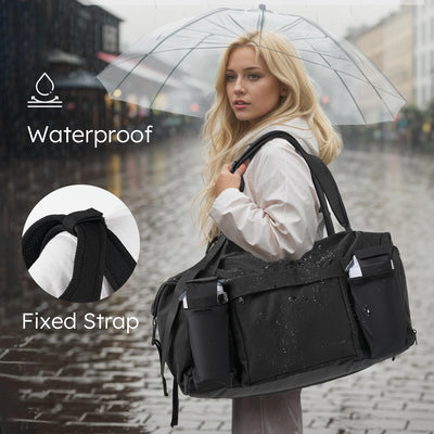 Gym Bag for Men with 2 Upgraded Bottle Holders Convertible Duffle Bag and Gym Backpack Waterproof Sports Bags with Shoes Compartment and Wet Pocket - Black