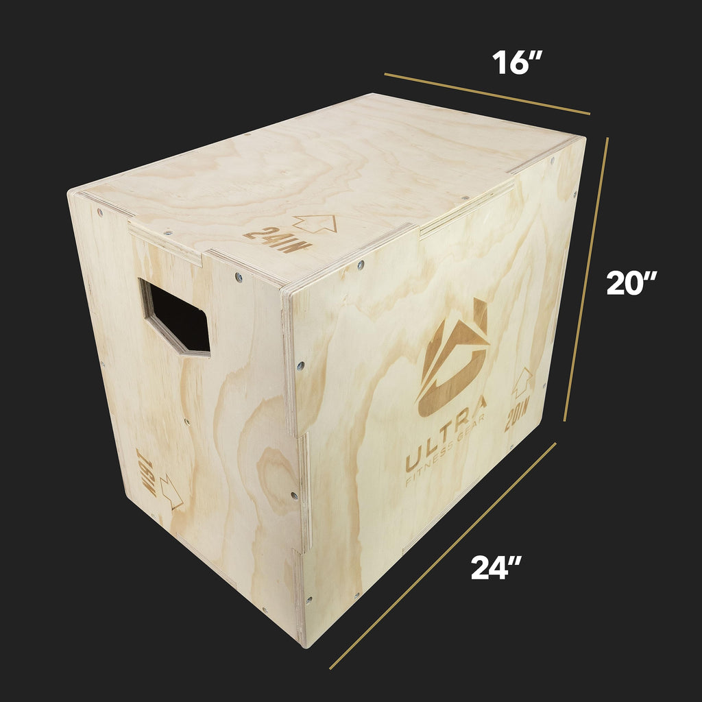 Ultra Fitness Gear Wooden Plyo Box, 31 Plyometric Jump Training Squat, Step Up, Jumps & More Workout Size S, M, L, XL