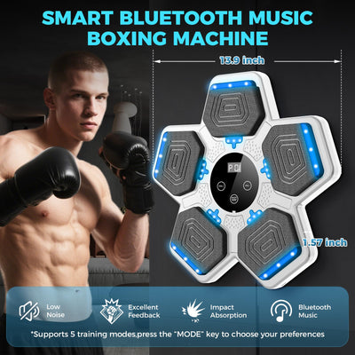 2025 Music Boxing Machine for Adults and Kids, Smart Bluetooth Boxing Training Equipment with Gloves Wall Mounted, Workout Punching Machine for Home,Office and Gym