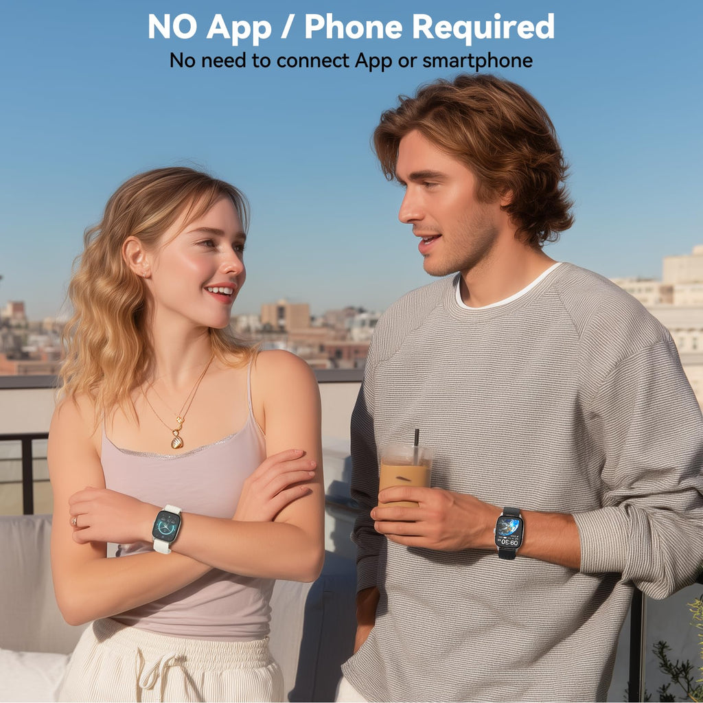 EURANS Smart Watch No App/Phone Required, 1.85" Ultra HD Display | Waterproof Fitness Tracker | 24/7 Heart Rate/Sleep Monitor | Step Counter for Walking, Pedometer & Activity Tracker for Women Men