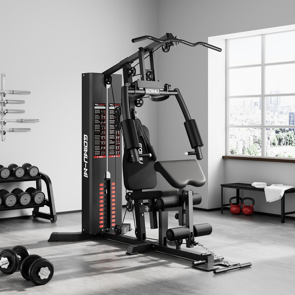 Home Gym, M1 Workout Station with 140LBS Weight Stack, Multifunctional Home Gym Equipment with Pulley System for Full Body Strength Training