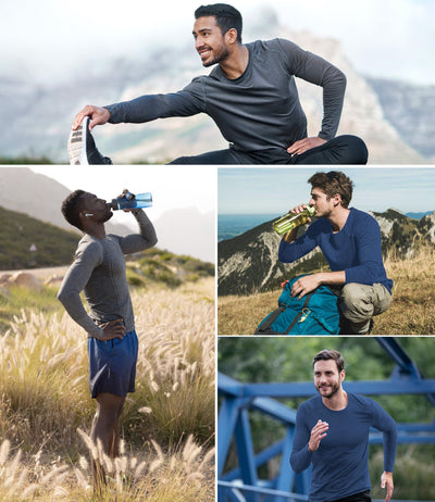 6 Pack Men Dry Fit Workout Long Sleeve Athletic Gym UPF 50+ SPF UV Sun Protection Quick Dry Lightweight Shirts