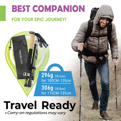 Trekology Trek-Z Collapsible Hiking & Trekking Poles - Balance Support for Seniors, Women, and Men, 2pc Per Set