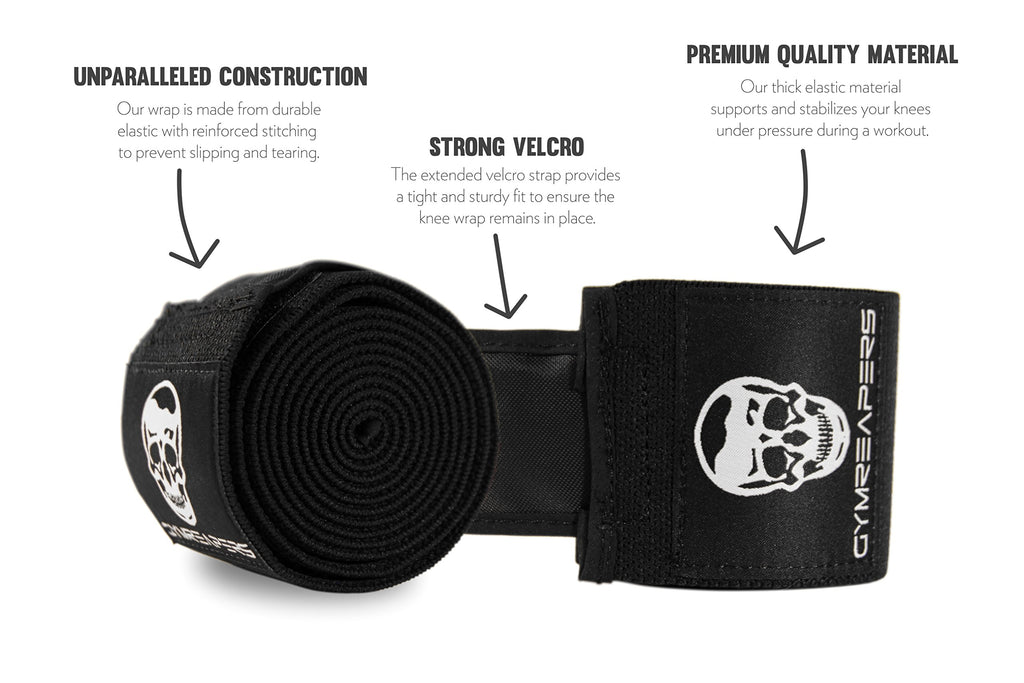 Gymreapers Knee Wraps for Squats and Powerlifting 72 Inch Compression Wraps with Strap for Men & Women Weightlifting Support