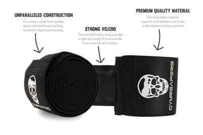 Gymreapers Knee Wraps for Squats and Powerlifting 72 Inch Compression Wraps with Strap for Men & Women Weightlifting Support