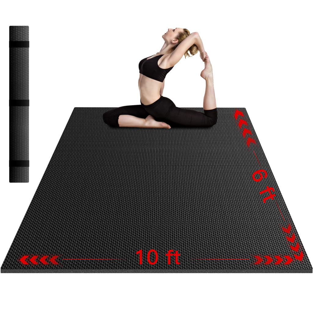 VTORY Extra Thick Large Exercise Mat, 6'x4'/7'x5'/8'x6'/10'x6'x8mm(1/3 inch) , Non-Slip, PVC, Ultra Durable, Heavy-Duty Mat, Shoes-Friendly, High-Density, Large Wide Yoga Mat, Workout Mat for Home Gym, Cardio, Strength, HIIT, MMA