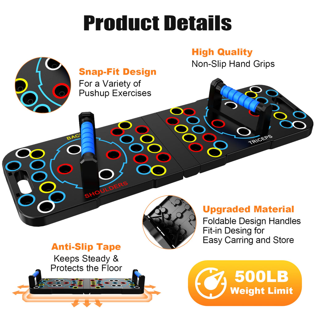 Solid Push Up Board 15 in 1 Home Workout Equipment Multi-Functional Pushup Stands System Fitness Floor Chest Muscle Exercise Professional Equipment Burn Fat Strength Training Arm Men & Women Weights