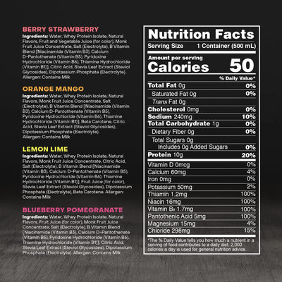 Whey Protein Water Sports Drink by PWR LIFT | Orange Mango | Keto, Vitamin B, Electrolytes, Zero Sugar, 10g of Protein | Post-Workout Energy Beverage | 16.9oz (Pack of 12)