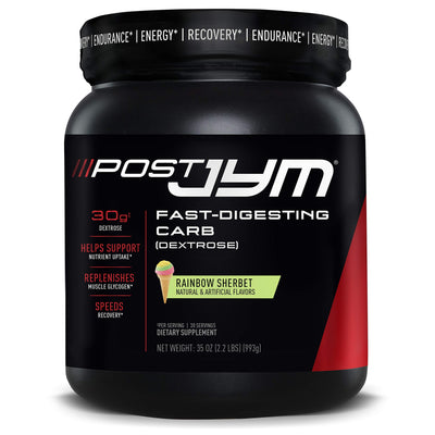 Post JYM Carb Fast Digesting Post Workout Recovery Powder | Pure Dextrose, Glycogen Replenishment, Athletic Performance, Muscle Growth | Rainbow Sherbet 30 Servings