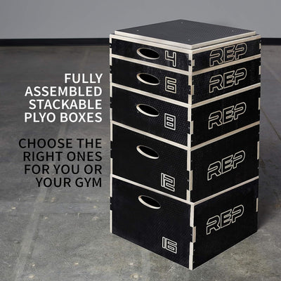 Rep Wooden Plyo Box | Stackable Jump Platforms for Home Gym Workouts | Multiple Height Options from 4, 6.8 and 12" Exercise Step Up Boxes for CrossFit & Plyometric Training | Durable Fitness Equipment