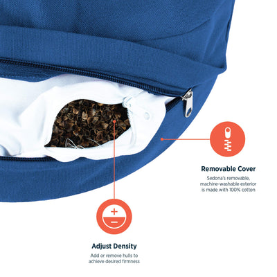 Retrospec Sedona Zafu Meditation Cushion with Buckwheat Hull Fill - Adjustable Yoga & Pilates Equipment Support - 17in Crescent Cotton Cover