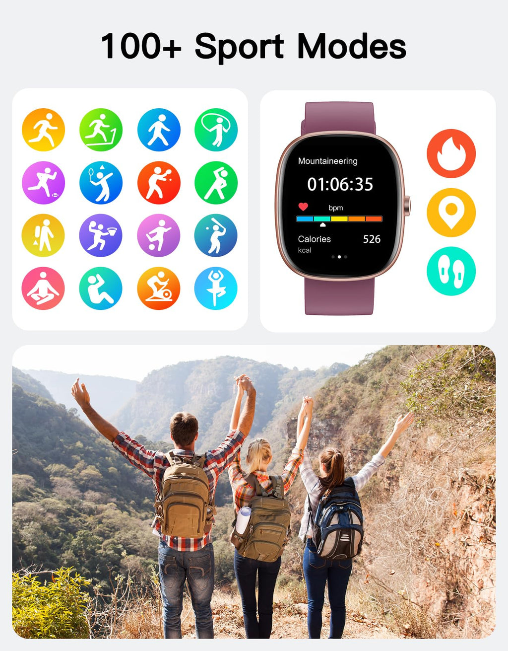 Fitness Tracker 2025 Ver. (Answer/Make Calls), 1.85" Smart Watch Fitness Watches for Women Men with 24/7 Heart Rate Blood Oxygen Monitor Sleep Tracker 100+ Sport Modes IP68 Waterproof (Pink)