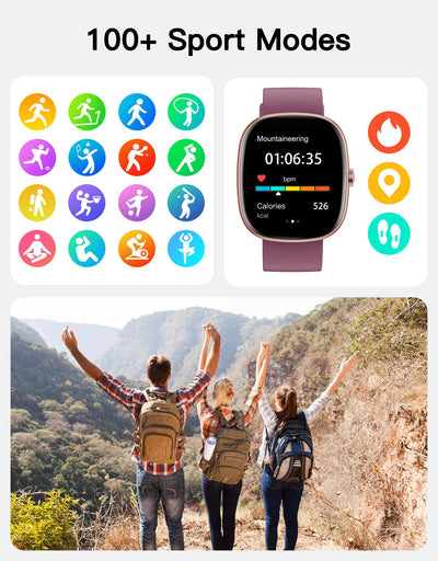 Fitness Tracker 2025 Ver. (Answer/Make Calls), 1.85" Smart Watch Fitness Watches for Women Men with 24/7 Heart Rate Blood Oxygen Monitor Sleep Tracker 100+ Sport Modes IP68 Waterproof (Pink)