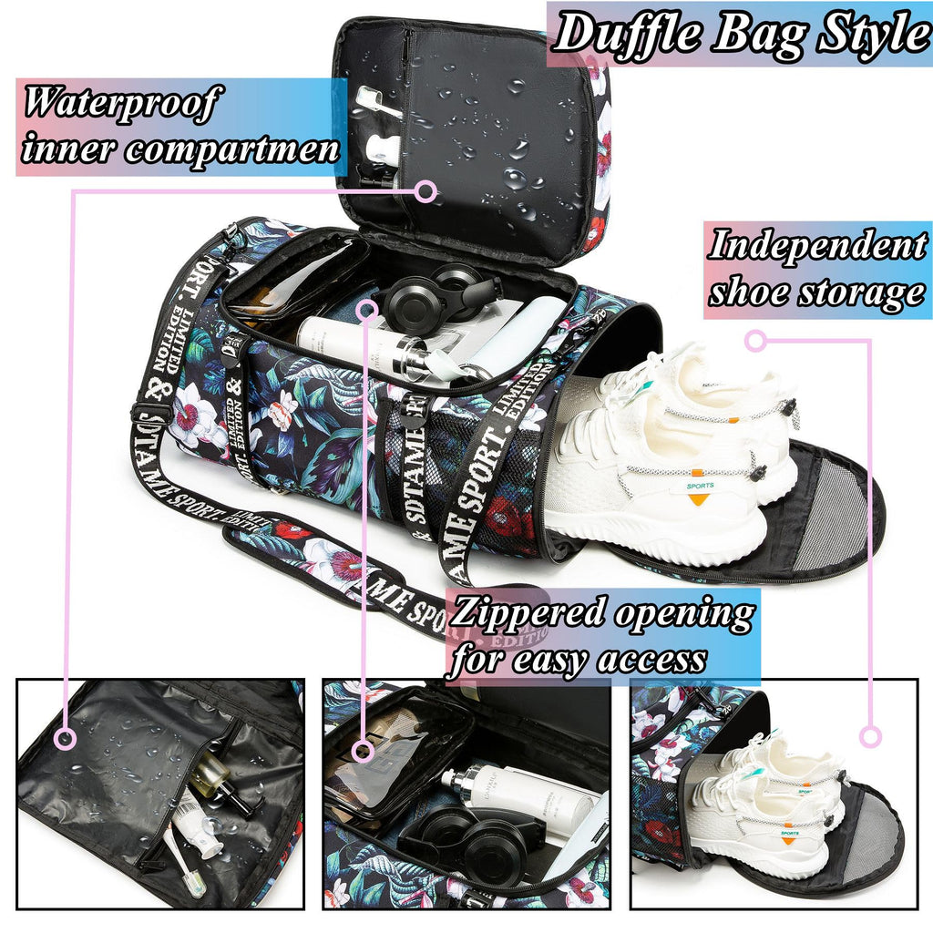 Gym Duffle Bag Backpack with Shoe Compartment,4 ways Travel Backpack for Women and Men,Multi-Functional Weekender bag with Waterproof Layer&Laptop Compartment for Fitness, Travel,Camping