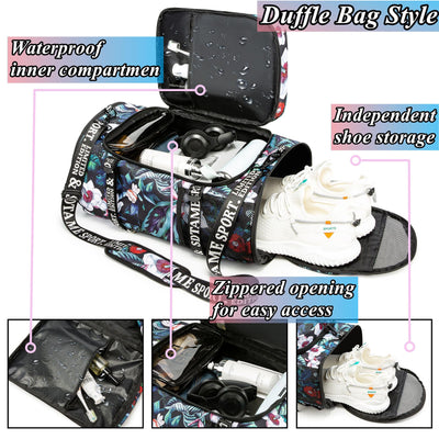 Gym Duffle Bag Backpack with Shoe Compartment,4 ways Travel Backpack for Women and Men,Multi-Functional Weekender bag with Waterproof Layer&Laptop Compartment for Fitness, Travel,Camping