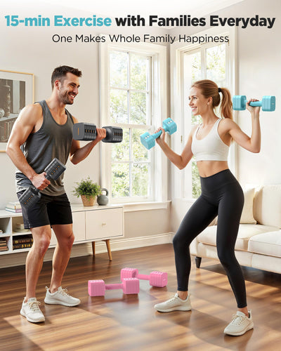 FEIERDUN 5-in-1 Adjustable Dumbbell Set of 2, 20LBS/10LBS Hand Weights for Women, 1s-Adjust Dual-Stable Dumbbell Set for Women Home Gym & Outdoor