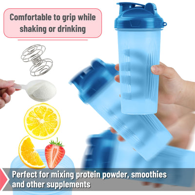 Mr. Pen- Shaker Bottles for Protein Mixes, 28 oz, 2 Pack, Light Blue & Red, Protein Shaker Bottle with Wire Whisk Ball, Blender Bottle