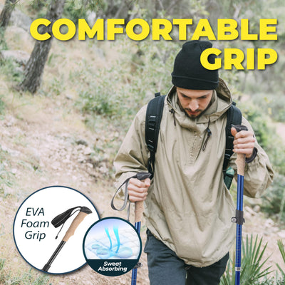 TREKOLOGY Trekking Poles – Lightweight, Adjustable Hiking Sticks for Men & Women – Durable Aluminum, Compact & Foldable with Comfortable Grip – Perfect for Hiking, Walking & Seniors, TREKZ XE