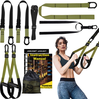 Home Resistance Training Kit | Full-Body Workout with Suspension Trainer Straps, Door Anchor, Handles, and Carrying Bag | Complete Home Gym Equipment