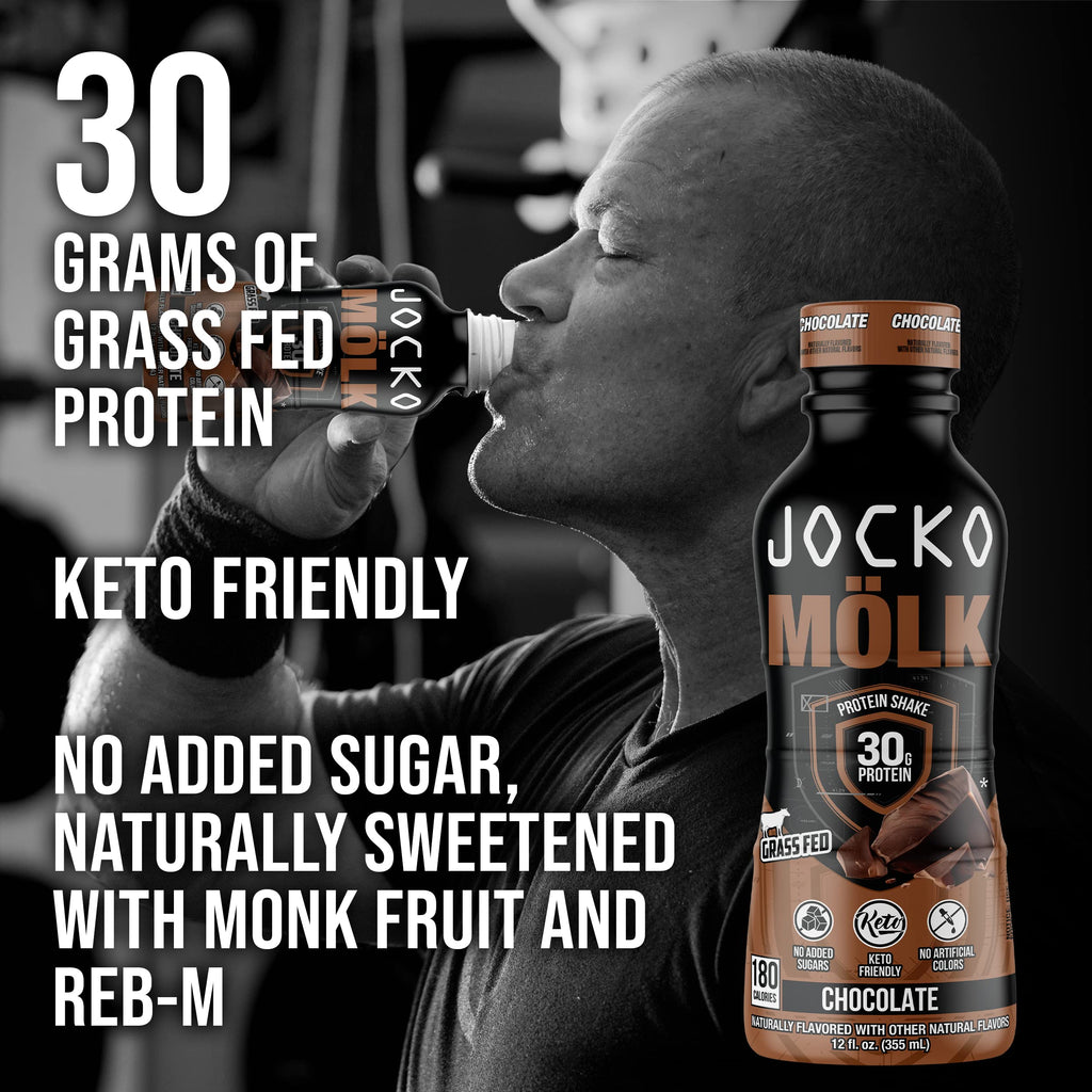 Jocko Mölk 30g Grass Fed Protein Shakes – No Added Sugar Protein Drinks KETO Friendly - Ready to Drink 12 FL Oz (Pack of 12) Banana Cream