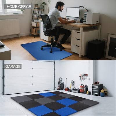 Fitvids Puzzle Exercise Gym Flooring Mat, 3/4" Thick High-Density EVA Interlocking Tiles, Workout Mat for Home Gym, Fitness Equipment, MMA, Gymnastics, 24-Piece Shock-Absorbing Exercise Mat (96 Sq Ft)