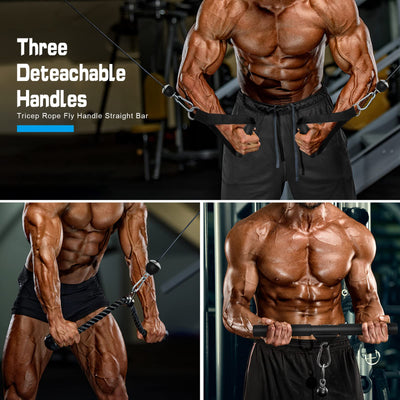 SERTT Weight Cable Pulley System Gym, Upgraded Cable Pulley Attachments for LAT Pull Down, Biceps Curl, Tricep, Arm Workouts - Home Gym Add On Equipment