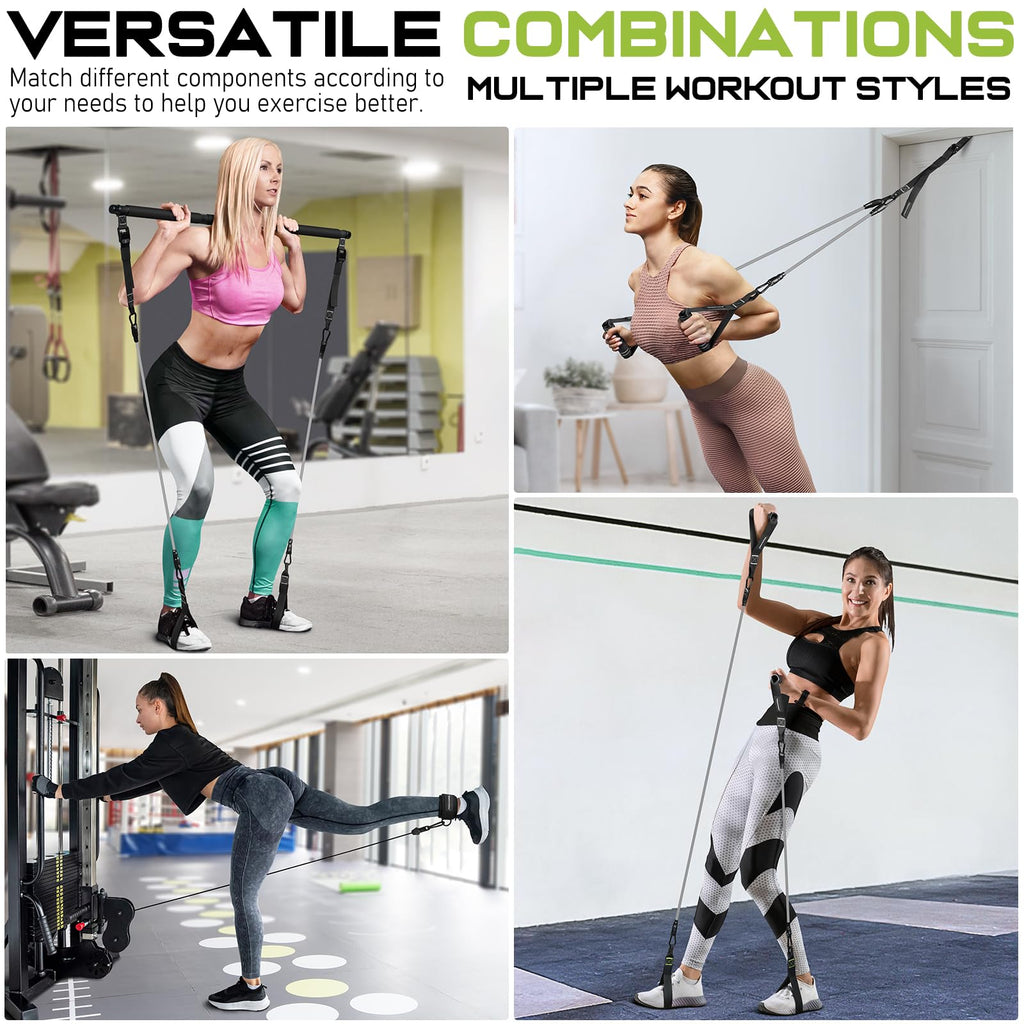 Pilates Bar Kit with Resistance Bands, Multifunctional Pilates Bar for Women & Men with Heavy-Duty Metal Adjustment Buckle, Pilates Home Equipment for Full BodyWorkouts